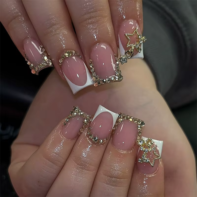 24 faux ongles français imprimé léopard