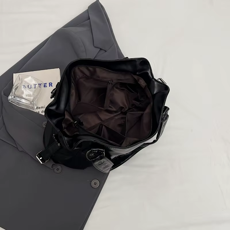 Sac à main en cuir vintage de grande capacité avec fermeture à glissière, fourre-tout à bandoulière, polyvalent à la mode, adapté au déplacement