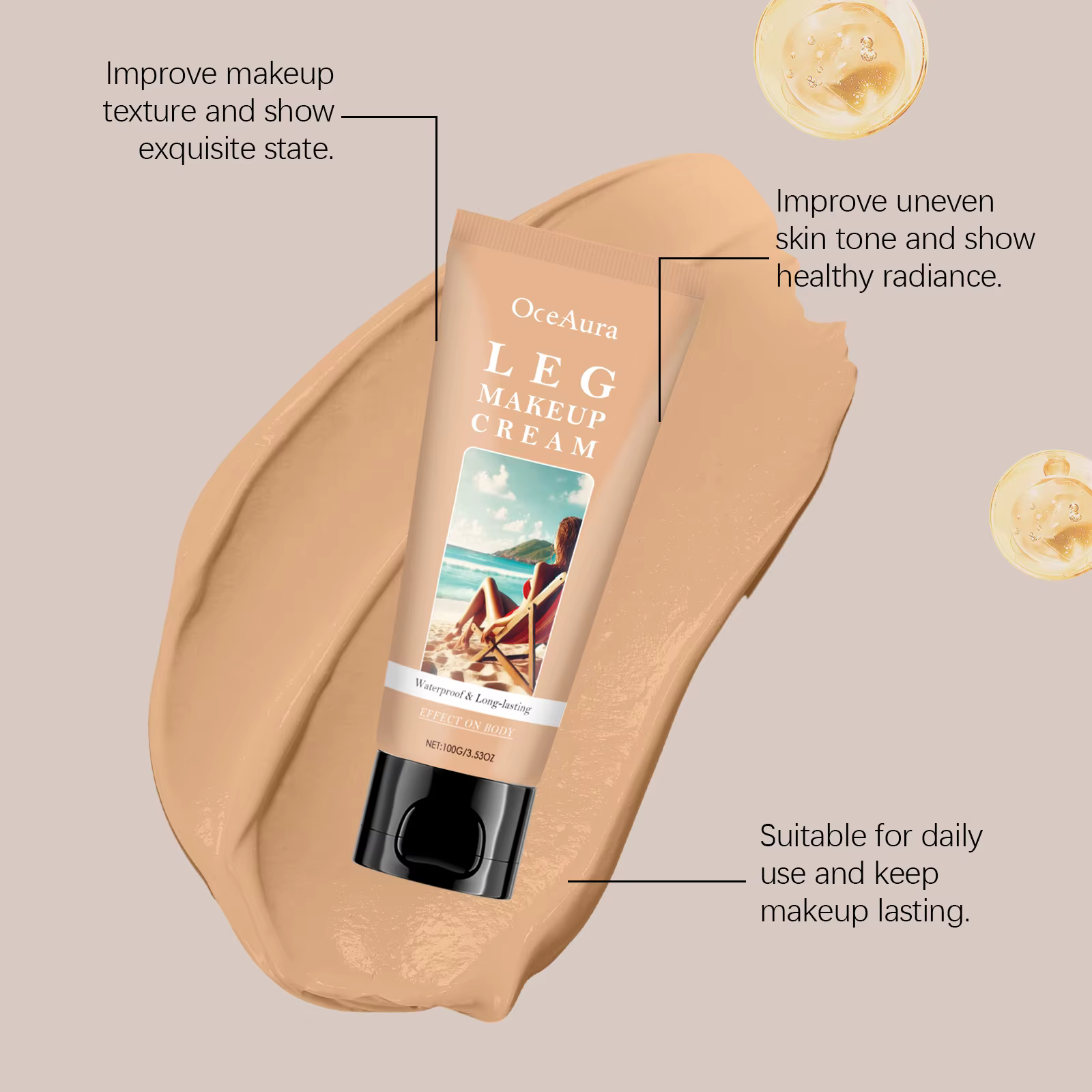 Crème de Teint Bronzante Instantanée Effet Soleil avec Acide Hyaluronique