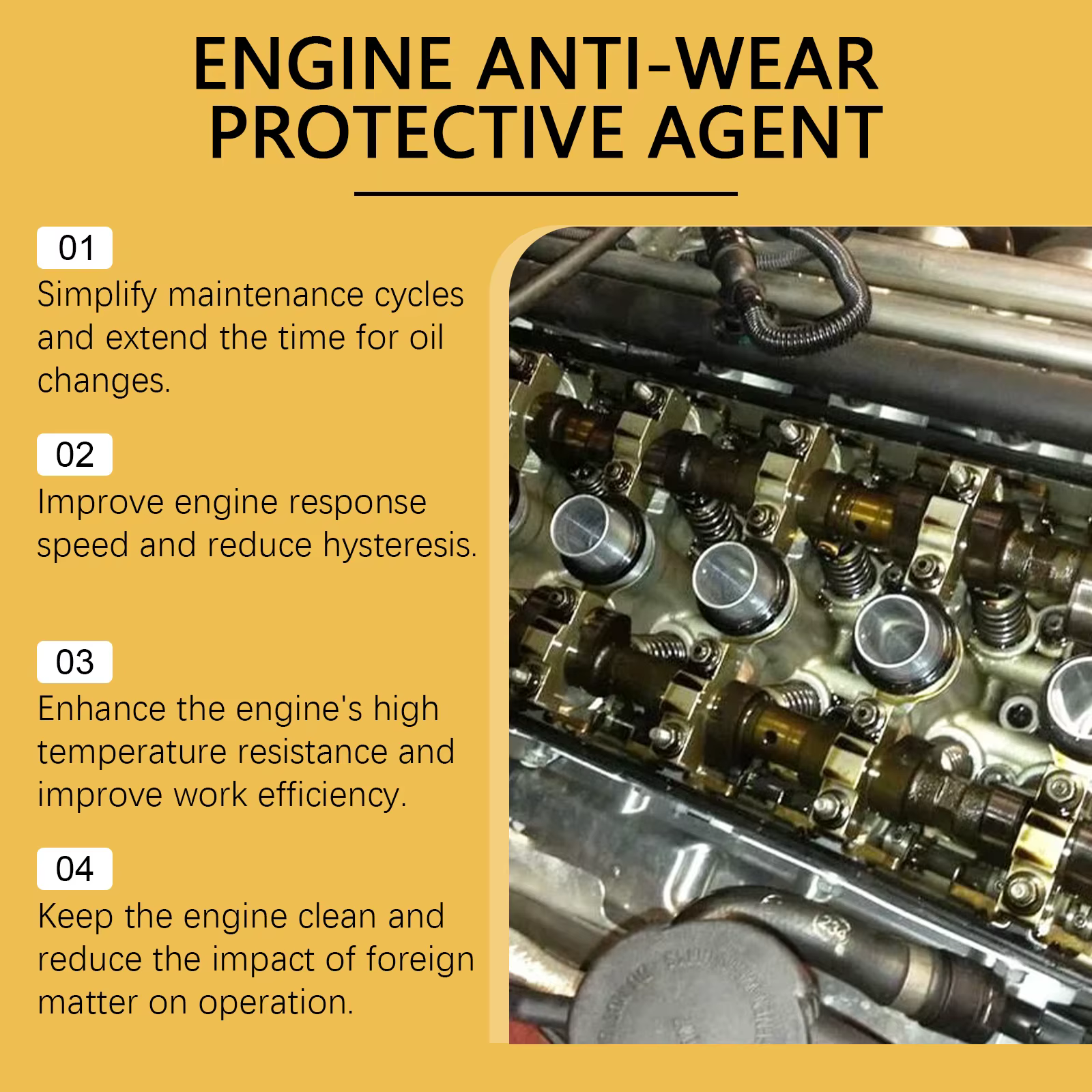 L'additif de Protection Anti-usure du moteur réduit la réduction du bruit de la friction, l'agent brûlant d'huile fort améliore l'efficacité du moteur