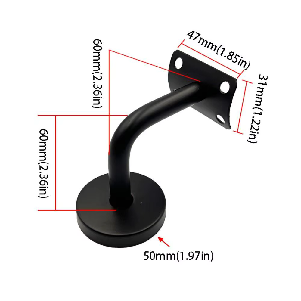 Support de main courante en acier inoxydable, fixation murale, finition noire, support robuste de haute qualité pour garde-corps d'escalier