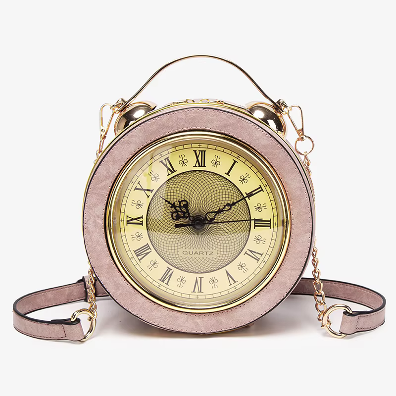 Nouveau sac à main rétro pour femme 2026, sac créatif en forme d'horloge, et petit sac rond original et amusant
