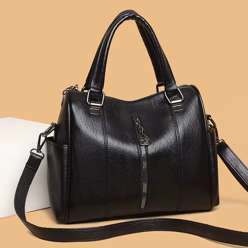 Sac fourre-tout Vintage en cuir PU solide pour femmes, fourre-tout à poignée supérieure, sacoche à bandoulière de grande capacité, sac à main de banlieue