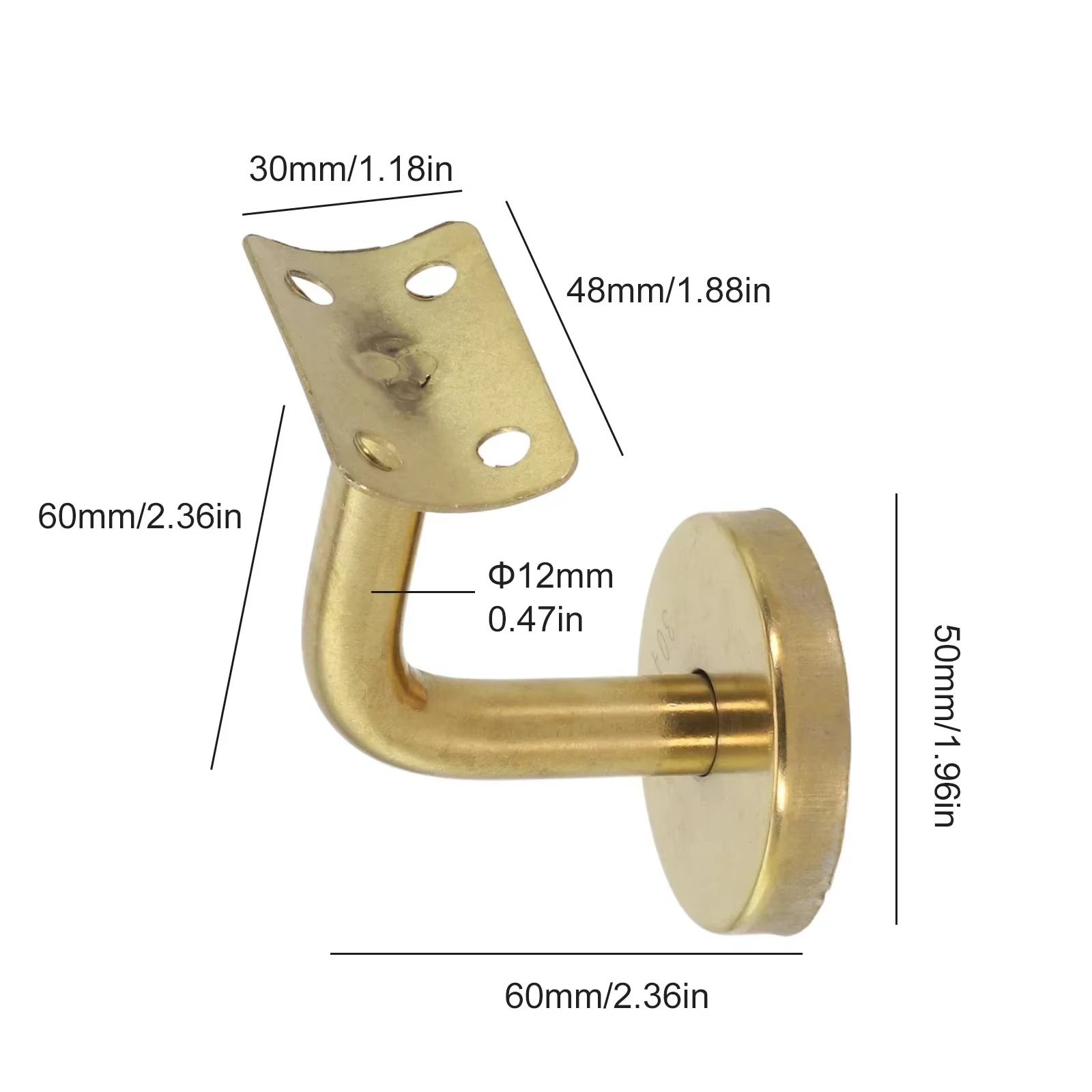 Support de bannister de main courante en acier inoxydable, rail d'escalier, quincaillerie de meubles montés au mur, 60x60mm, 1 pièce
