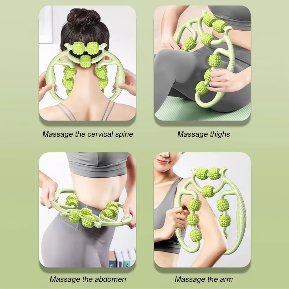 1 pièce Rouleau de massage musculaire à 9 roues pour soulager les douleurs musculaires
