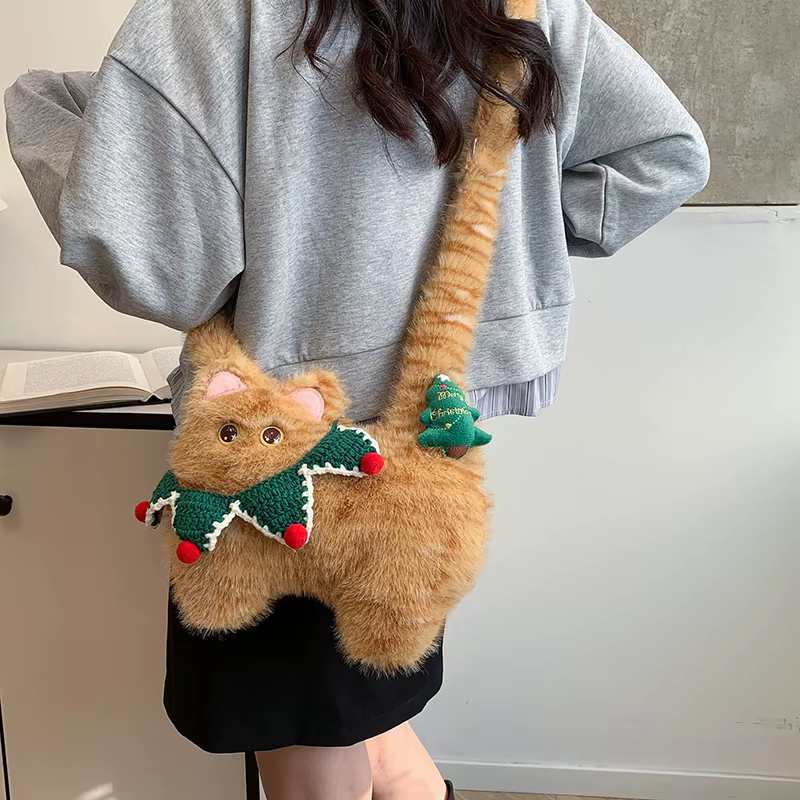 Sac à main chat mignon pour femme, sac à bandoulière Kawaii, petit sac à main pour téléphone, peluche de dessin animé, mode décontractée, initié, style japonais, 2025