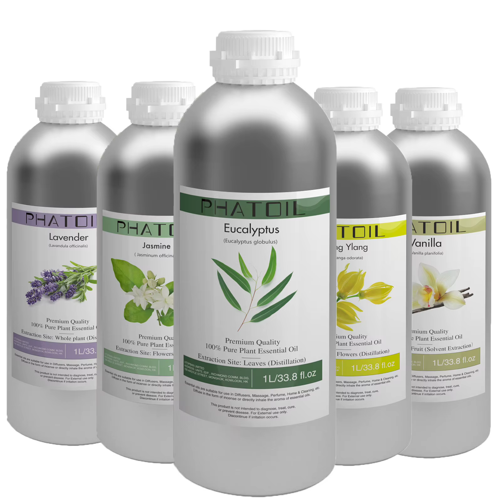 PHATOIL 1000ml huile essentielle d'aromathérapie naturelle lavande jasmin Eucalyptus vanille citron bergamote Rose arôme huiles essentielles
