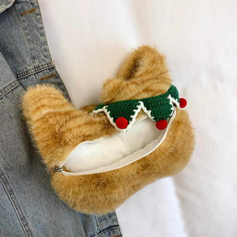 Sac à main chat mignon pour femme, sac à bandoulière Kawaii, petit sac à main pour téléphone, peluche de dessin animé, mode décontractée, initié, style japonais, 2025