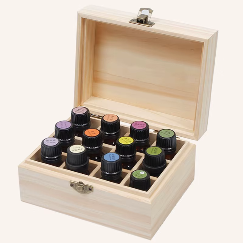 Boîte de rangement en bois pour huiles essentielles