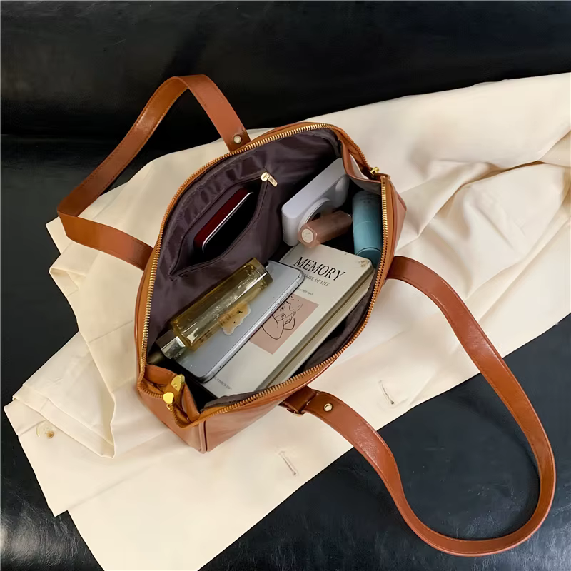 Grands sacs à bandoulière d'affaires pour femmes, fourre-tout Simple pour dames, sac sous les bras en cuir Pu, grand sac à main bordeaux
