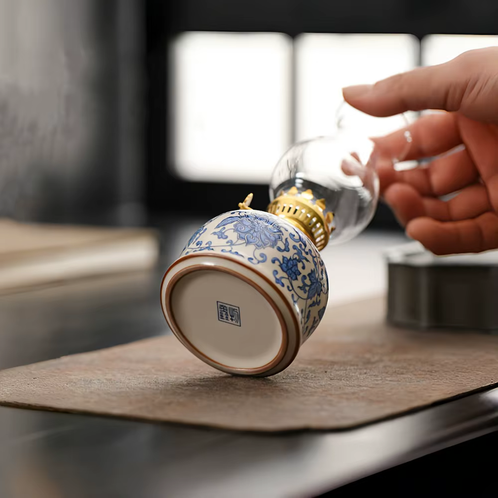 Lampe à huile vintage en céramique