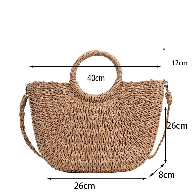 Sacs à main tissés en paille pour femmes, sac de plage de bord de mer de voyage fait à la main, sac seau à poignée d'été, fourre-tout de Shopping, panier Bolsa