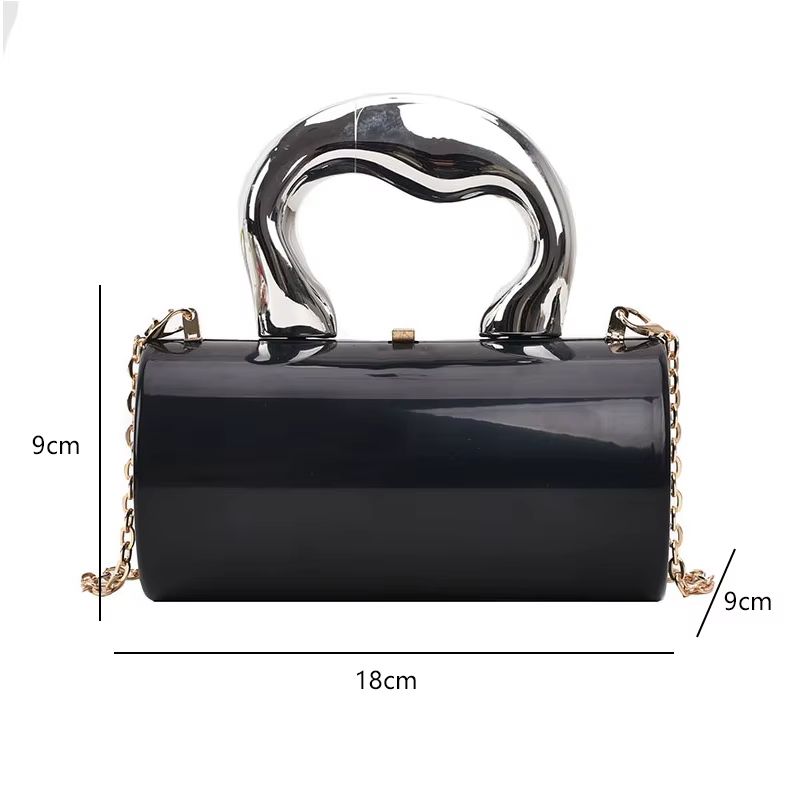 Sac à main pour femmes, pochettes de fête, cylindre de mode, Mini sac à main de soirée, sac à bandoulière, boîte en or, 2026