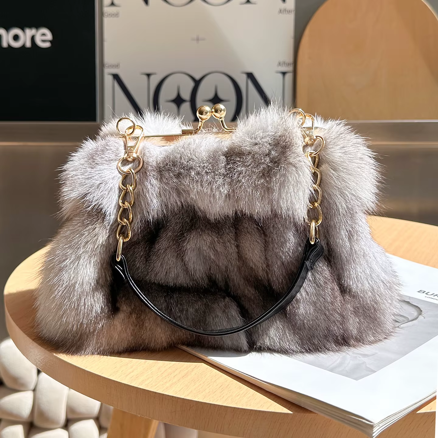 Sacs à main en vraie fourrure pour femmes, sac de luxe en fourrure de renard, sac à main en fourrure, sac de soirée en cuir véritable, sac à bandoulière en fourrure naturelle