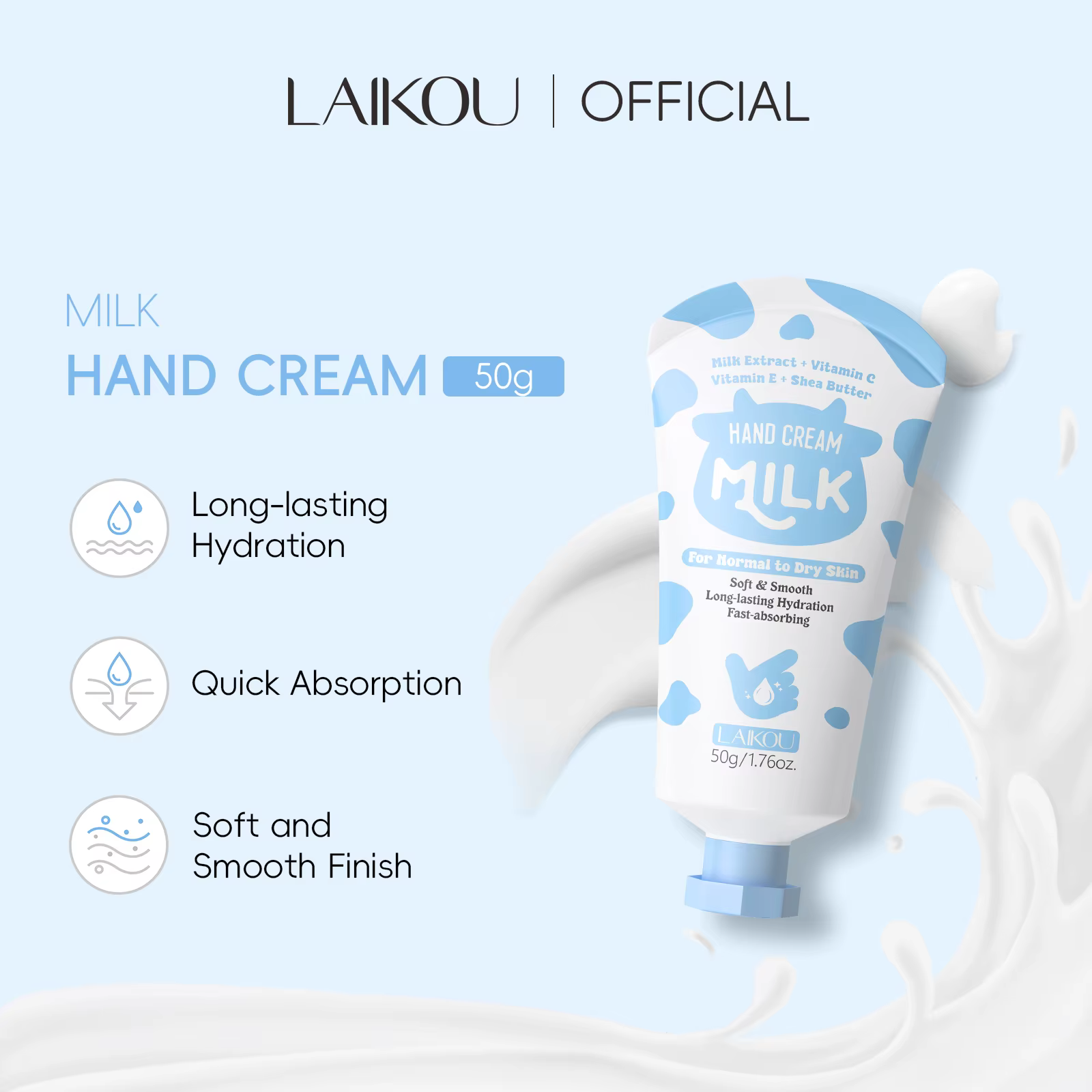 LAIKOU lait crème pour les mains hydratation intensive absorption rapide lissage réparation peau sèche craquelée vitamine C enrichi
