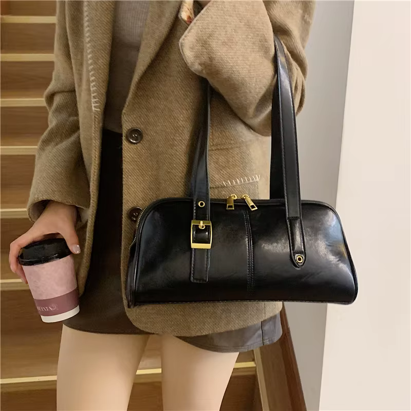 Grands sacs à bandoulière d'affaires pour femmes, fourre-tout Simple pour dames, sac sous les bras en cuir Pu, grand sac à main bordeaux