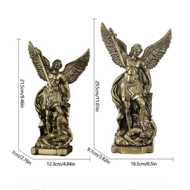 Statue de Saint-Michael pour la Protection de la maison, Sculpture de Saint catholique, idée cadeau chrétienne, décor en résine, figurine d'autel d'église, décoration de maison