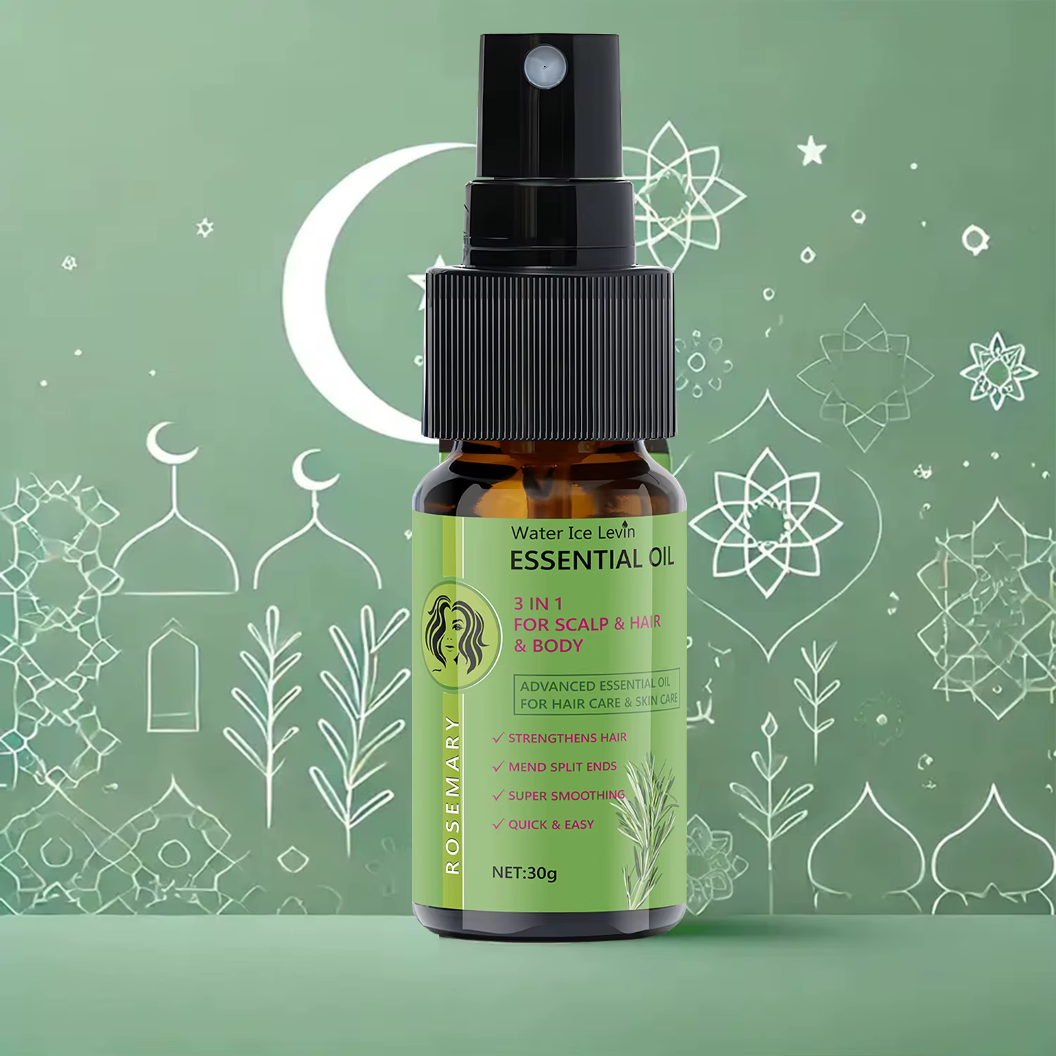 Huile Essentielle de Romarin 3 en 1 pour Cheveux et Cuir Chevelu - Renforce et Lisse