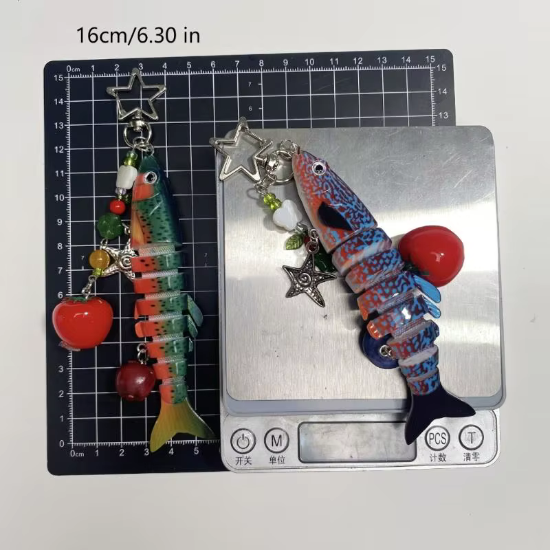 Porte-clés en poisson artificiel 39BB, fabriqué à main, cadeau Unique pour les pêcheurs les enfants