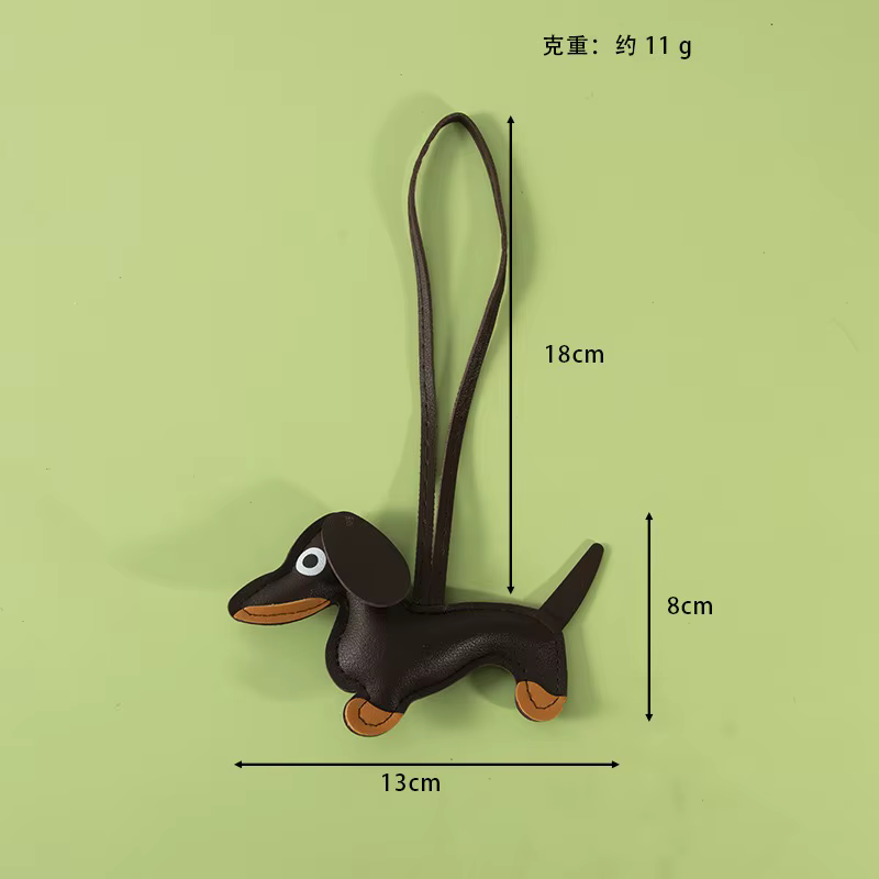 Breloque de sac en cuir de chien saucisse de dessin animé, pendentif pour Goyard Lv Longchamp, sac à main, accessoire d'ornements à faire soi-même