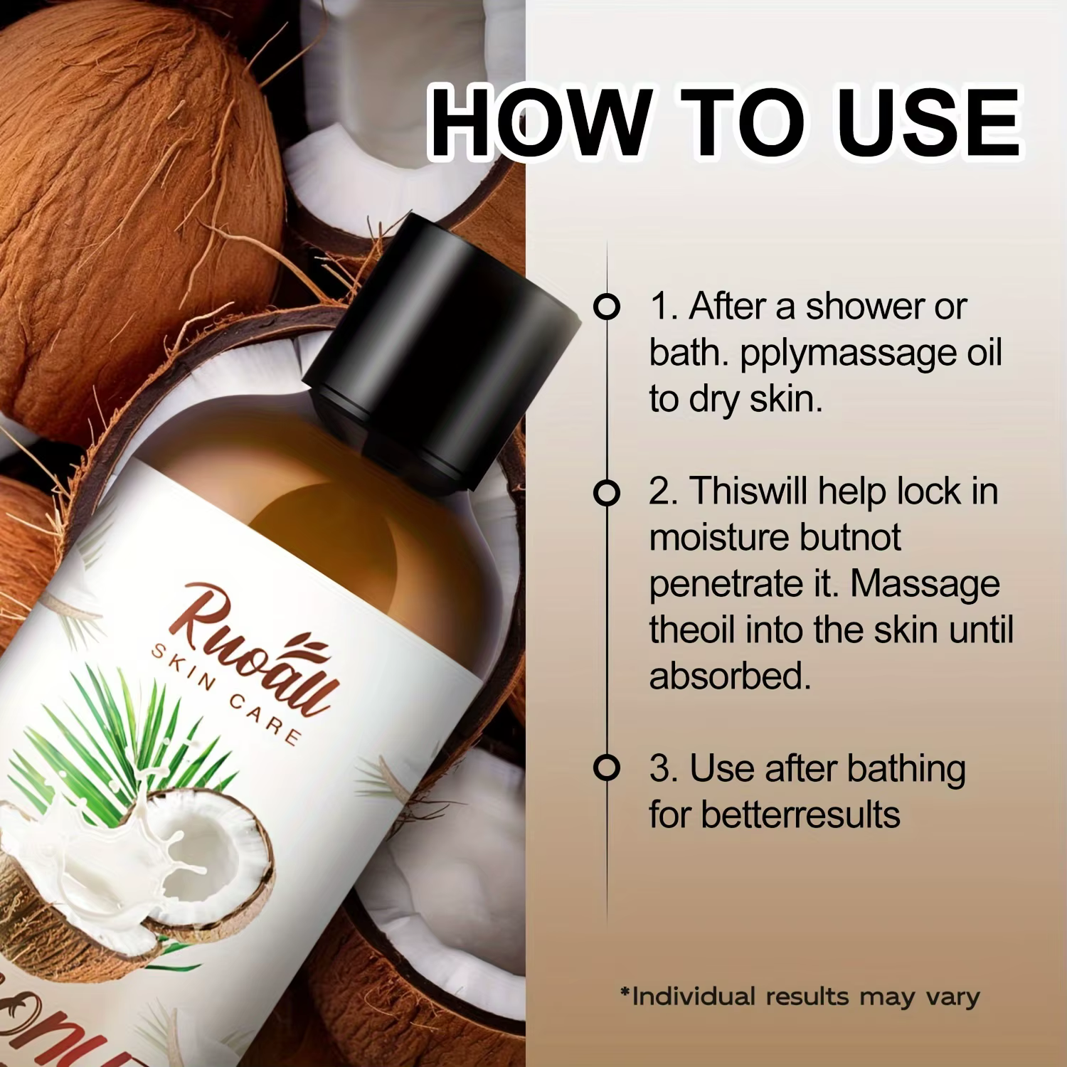 Huile de coco pour massage corporel