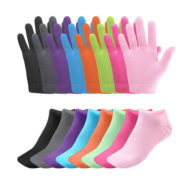 1 ensemble de chaussettes et gants réutilisables en Gel SPA