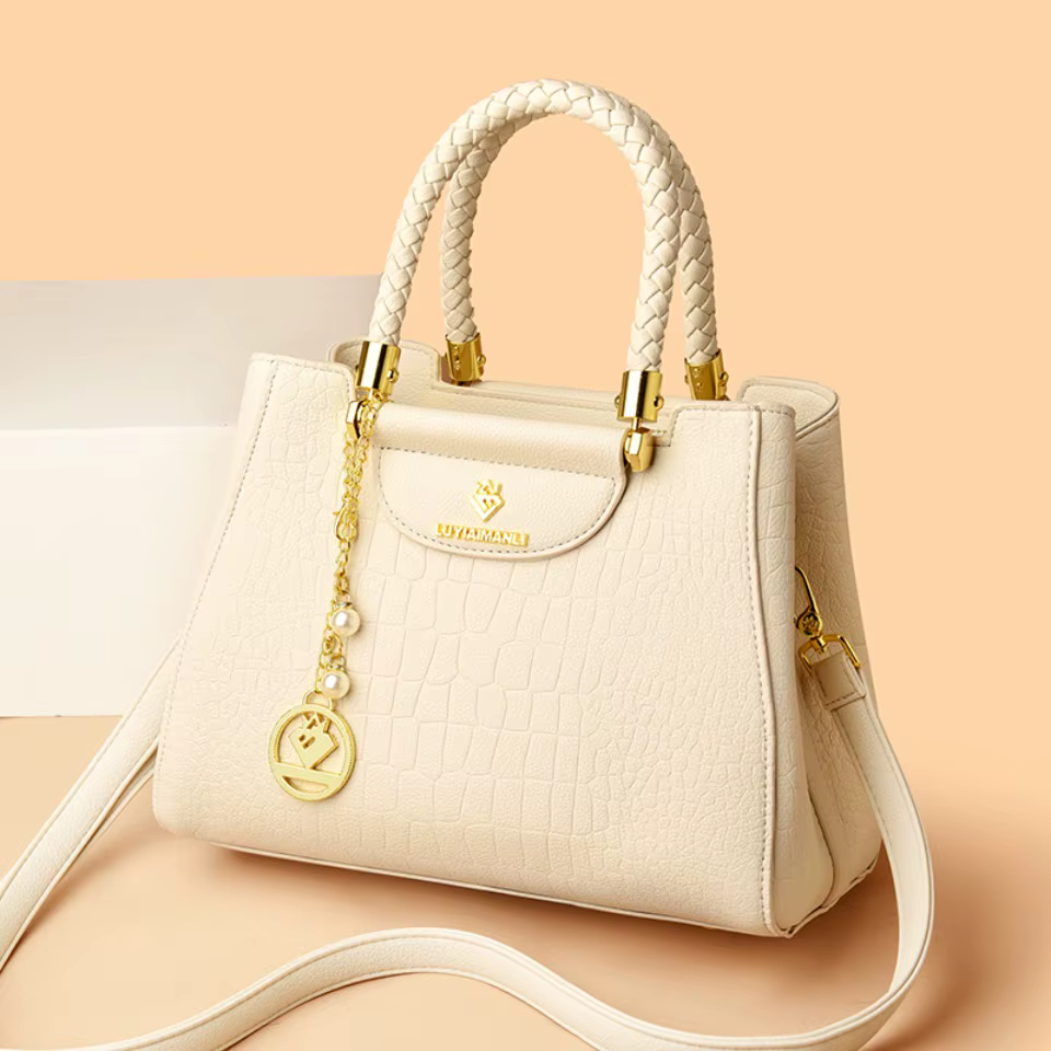 Sac à main élégant à poignée tissée pour femmes, sacs à poignée supérieure en cuir de haute qualité, sac à bandoulière pour dames, fourre-tout décontracté de qualité