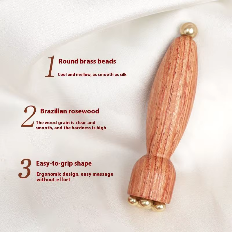 Outil professionnel Gua Sha pour le visage en laiton et palissandre