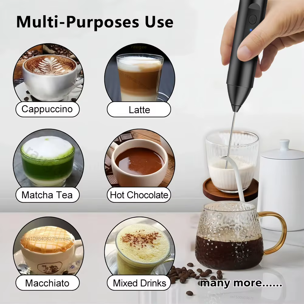 Mousseur à lait électrique portable, mélangeur de crème, mousseur à café, mixeur de boissons pour matcha, lattes, cappuccino