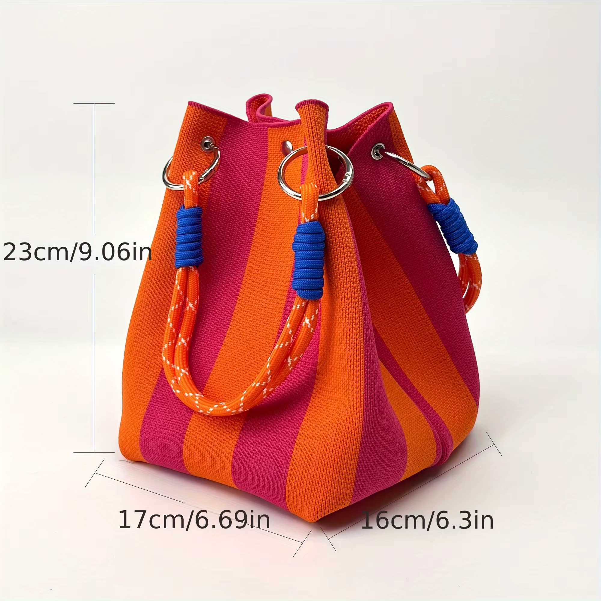Sac à main rayé - Sac de rangement grande capacité, sac à main polyvalent multicolore, sac seau élégant