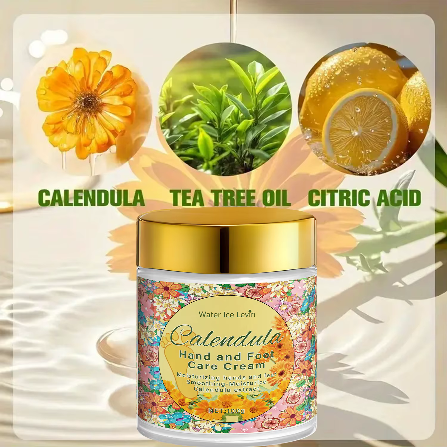 Crème Mains et Pieds au Calendula et Acide Hyaluronique - Hydratation Intensive