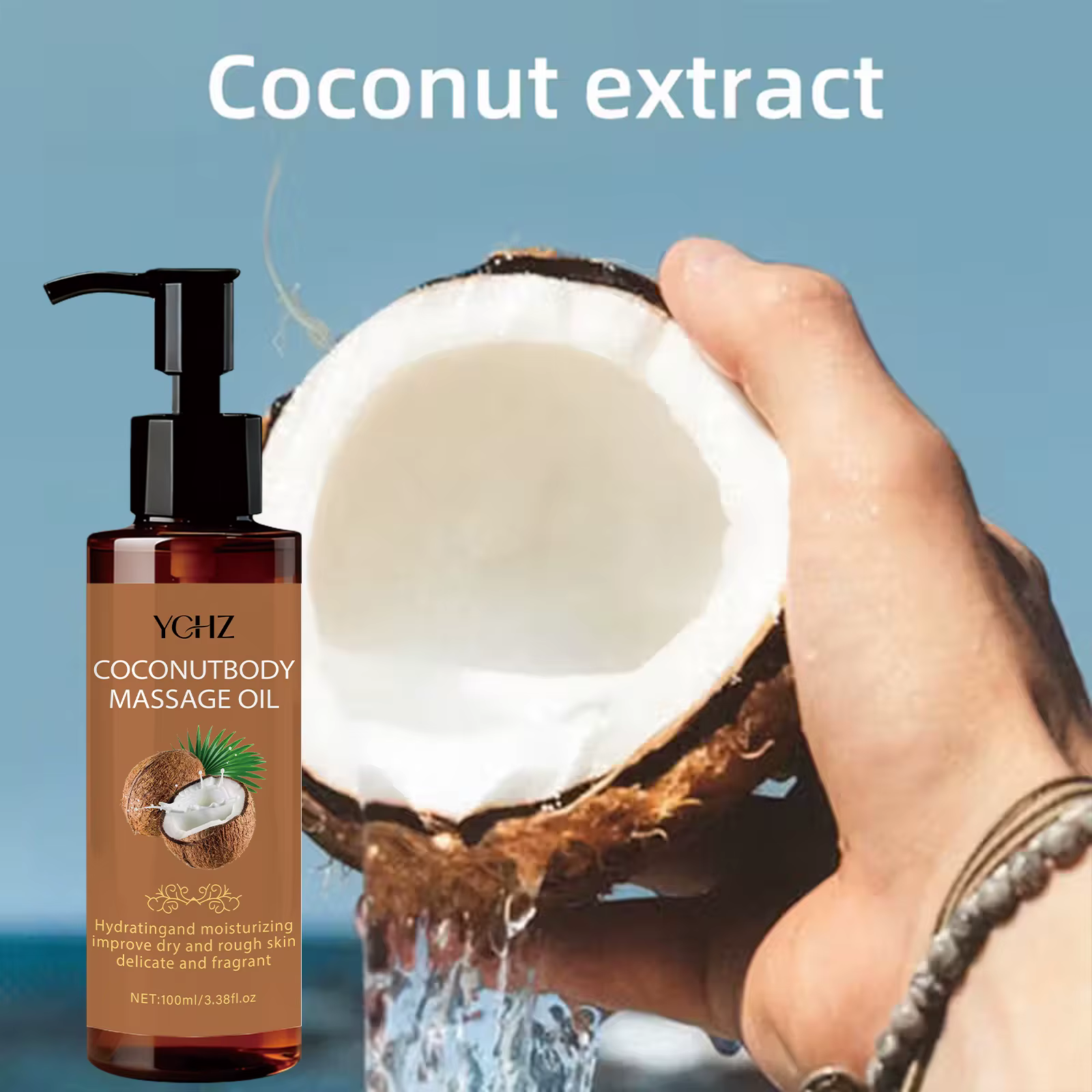 Huile de massage hydratante à la noix de coco - Hydratante et nourrissante
