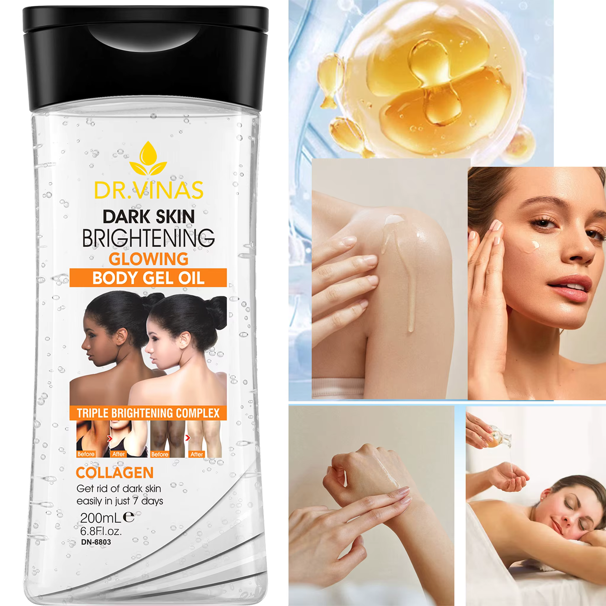 200ml GEL CORPOREL ÉCLAIRANT ET ÉCLATANT Huile Essentielle pour le Corps