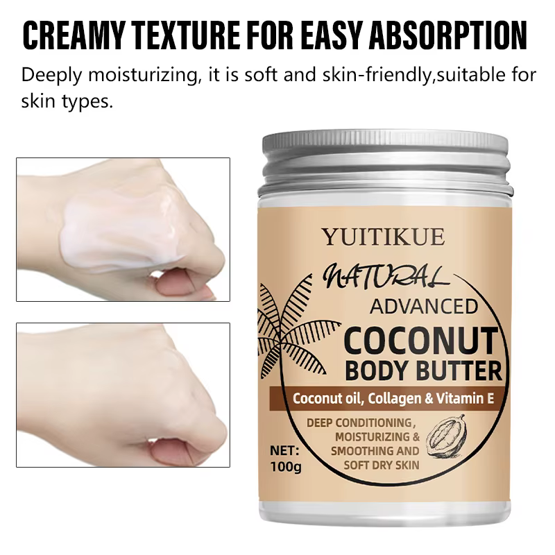 Beurre corporel avancé à la noix de coco 100g - Texture crémeuse pour une absorption facile