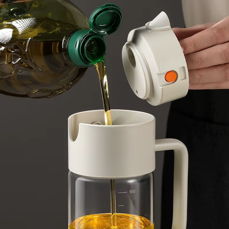 Pulvérisateur d'huile pour la cuisine, distributeur d'huile d'olive avancé, bouteille de 550 ml en verre, pulvérisateur d'huile d'olive 2 en 1, pulvérisation uniforme avec contrôle de la portion