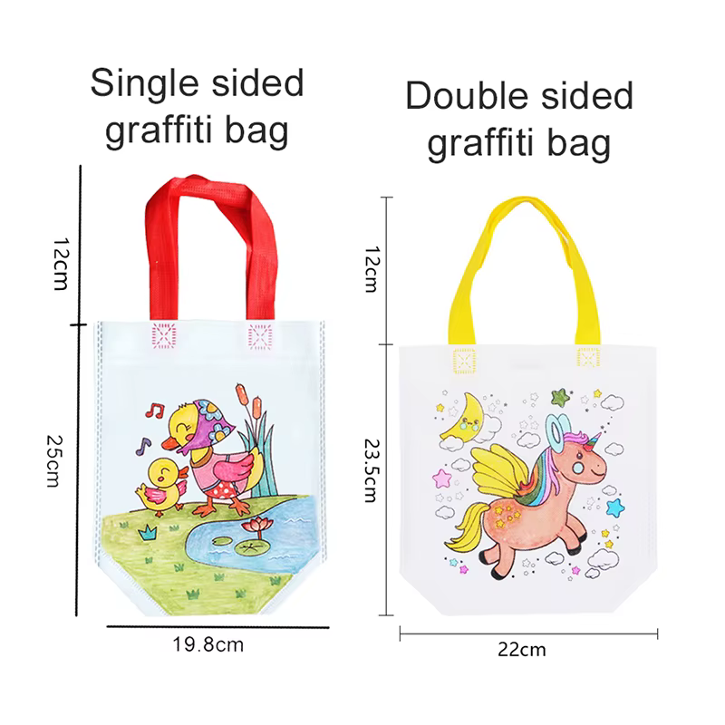 Sac à main Non tissé pour enfants, peinture Graffiti, jouets avec Crayons, sacs à dessin pour enfants, cadeau, matériel de Cognition des couleurs, TMZ