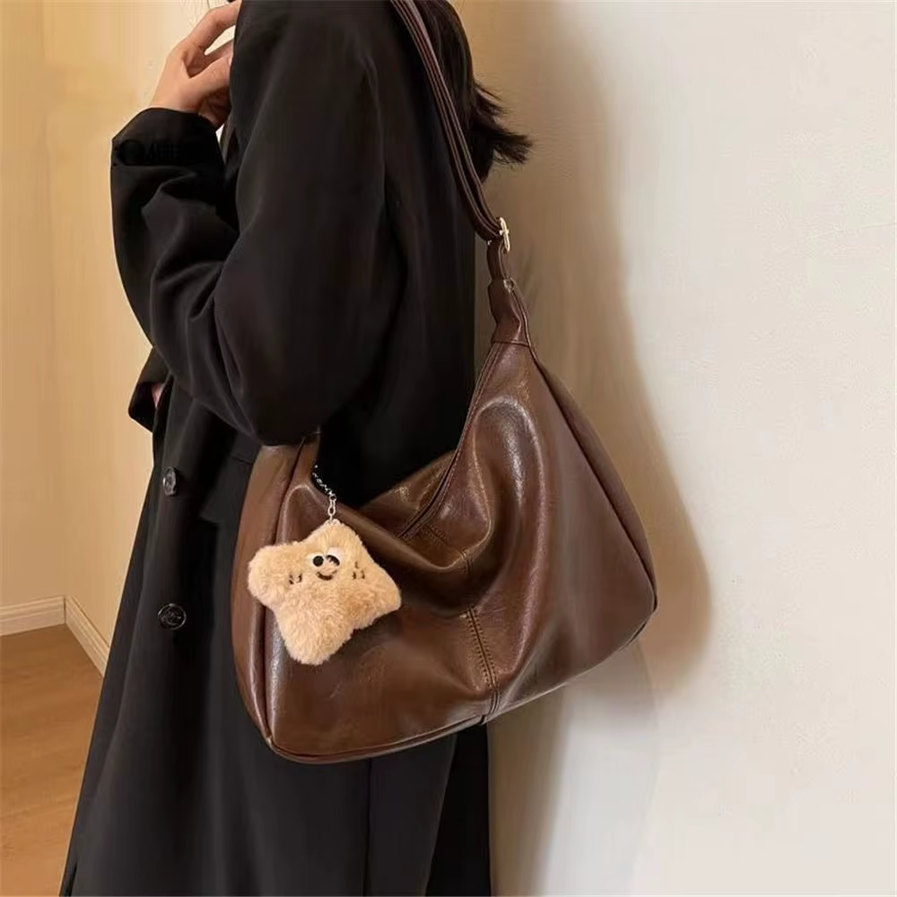 Sac à bandoulière ample en cuir PU pour femmes, sac sous les bras de grande capacité, fourre-tout rétro Hobo pour dames