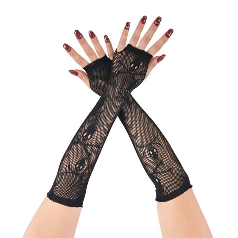 Manchons de bras ajourés noirs et Sexy, maille Punk, manches longues respirantes pour filles, décoration, gants de Performance Cosplay