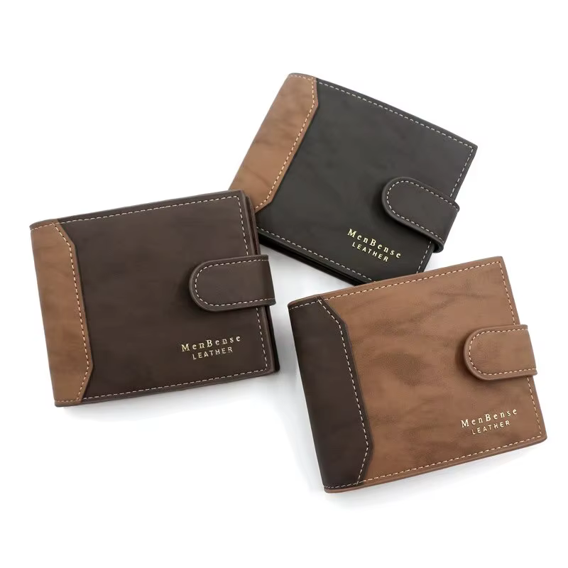 Portefeuille en cuir PU avec moraillon pour homme, porte-cartes de visite, sac à main court pour homme, sac d'argent, portefeuilles pour cartes de crédit