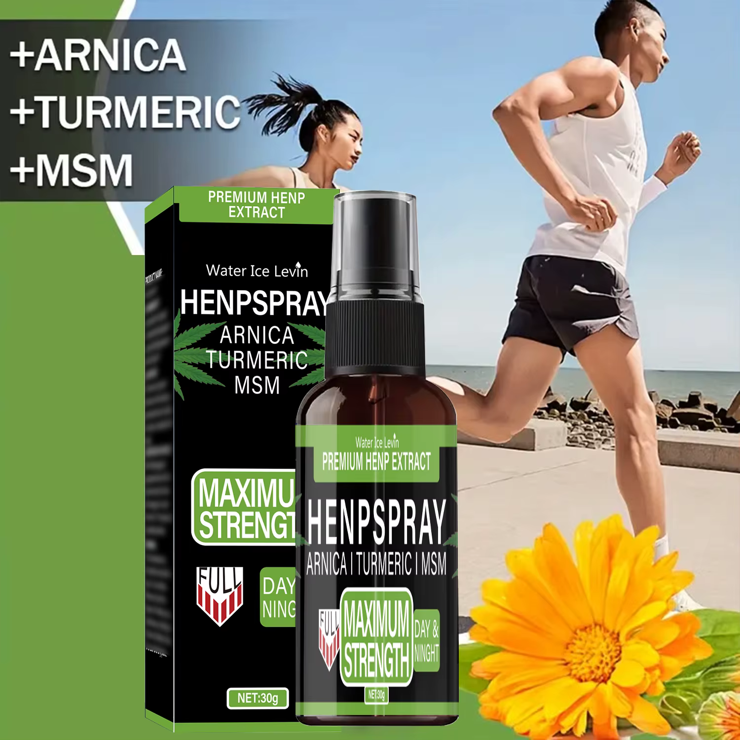 Crème spray de chanvre : extrait de chanvre premium + arnica + curcuma