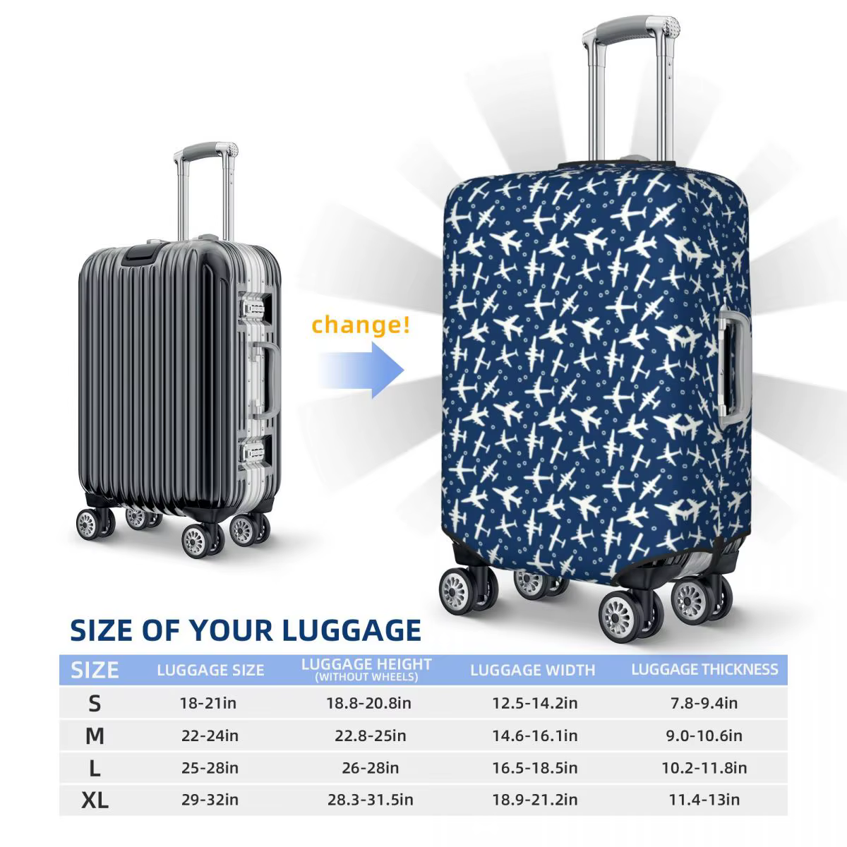Juste de Protection Personnalisée pour Bagage de Pilote d'Avion, PoinValise de 18-32 Pouces
