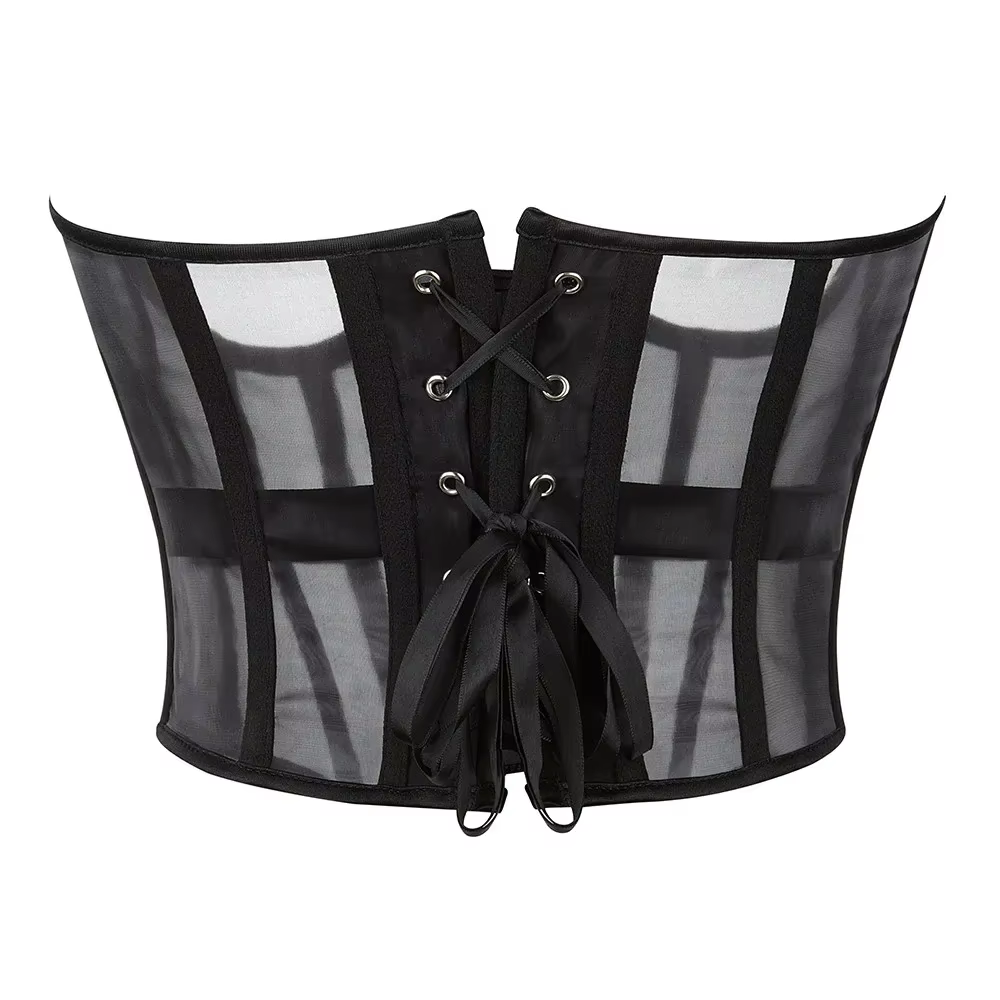 Corset Sexy sous le buste pour femmes, haut gothique, sangle façonnante, ceinture de taille amincissante, Bustiers avec fermeture éclair