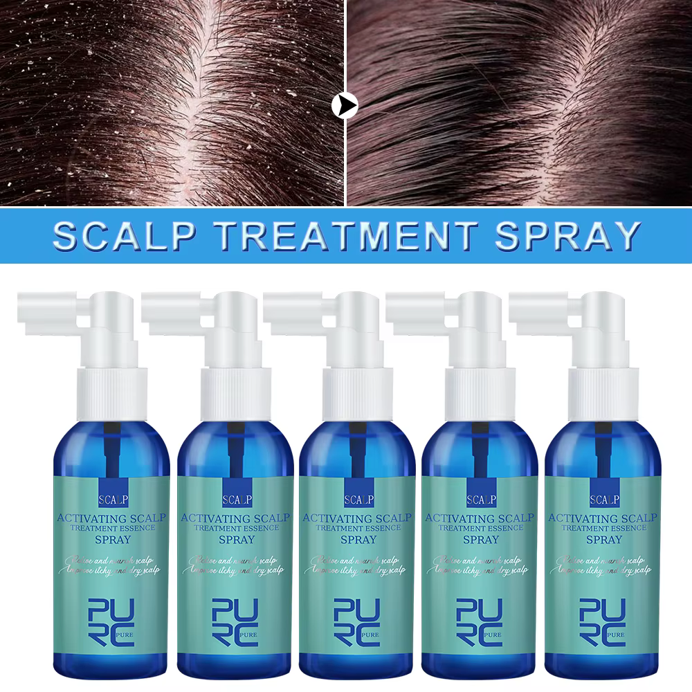 PURC-Spray de Traitement du Cuir oral elu et des Pellicules, Produit de miles, Santé, Prévenir les Démangeaisons, Contrôle de l'Huile, Sérum Anti-Perte de Cheveux, 5 Pièces