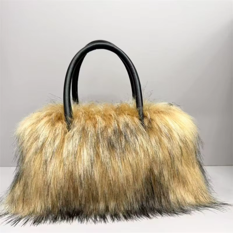 Sac à main de luxe en fausse fourrure pour femmes, nouveau Design, sac d'hiver doux et chaud pour filles, fourre-tout moelleux de grande capacité, bourse en fourrure de haute qualité, 2026