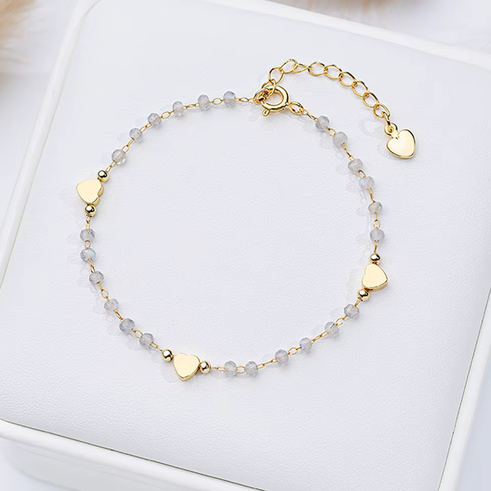 Bracelet en pierre naturelle pour femmes, bijoux à la mode, chaîne de travail manuel, Design en forme de cœur