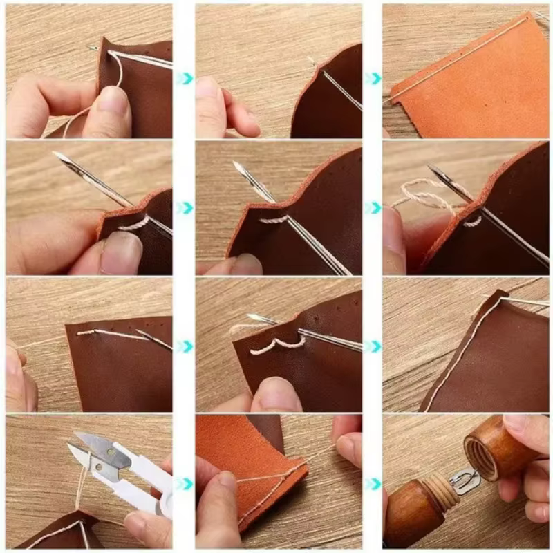 1 ensemble d'outils de couture de cuir, Machine à coudre à la main, fil ciré, bord artisanal du cuir, bandes de ceinture de couture, cordonnier