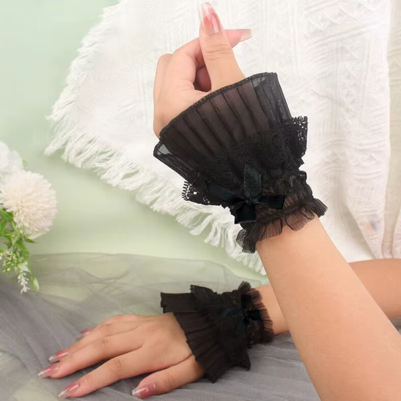 Poignets gothiques Lolita pour femmes et filles, accessoires de Cosplay de demoiselle d'honneur avec nœud papillon, fête