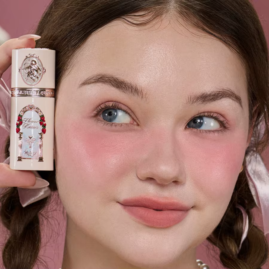 Flower Knows Strawberry Cupid Blush Liquide Eclat Naturel Teint Joues Longue Tenue Hydratant Leger Maquillage Glow