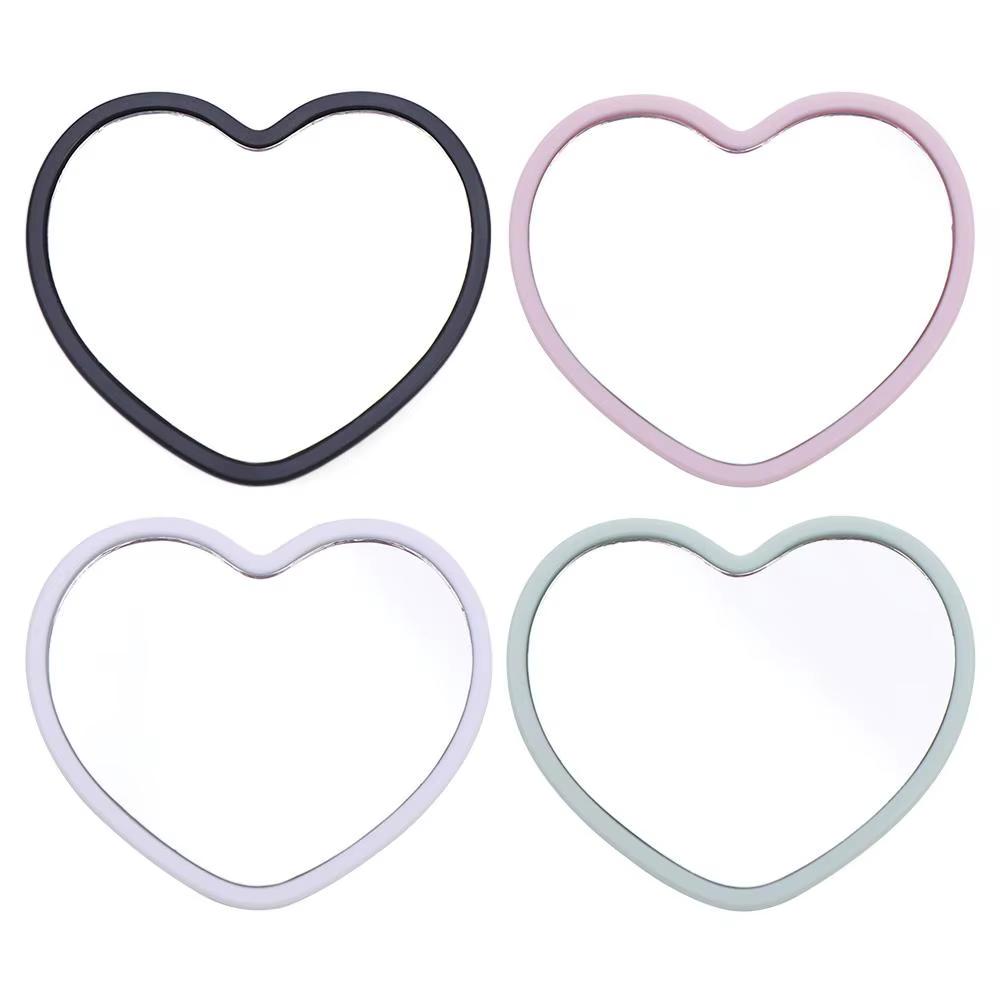 Miroir Simple simple face en forme de cœur, petit miroir à main haute définition, miroir de maquillage de beauté pour femme
