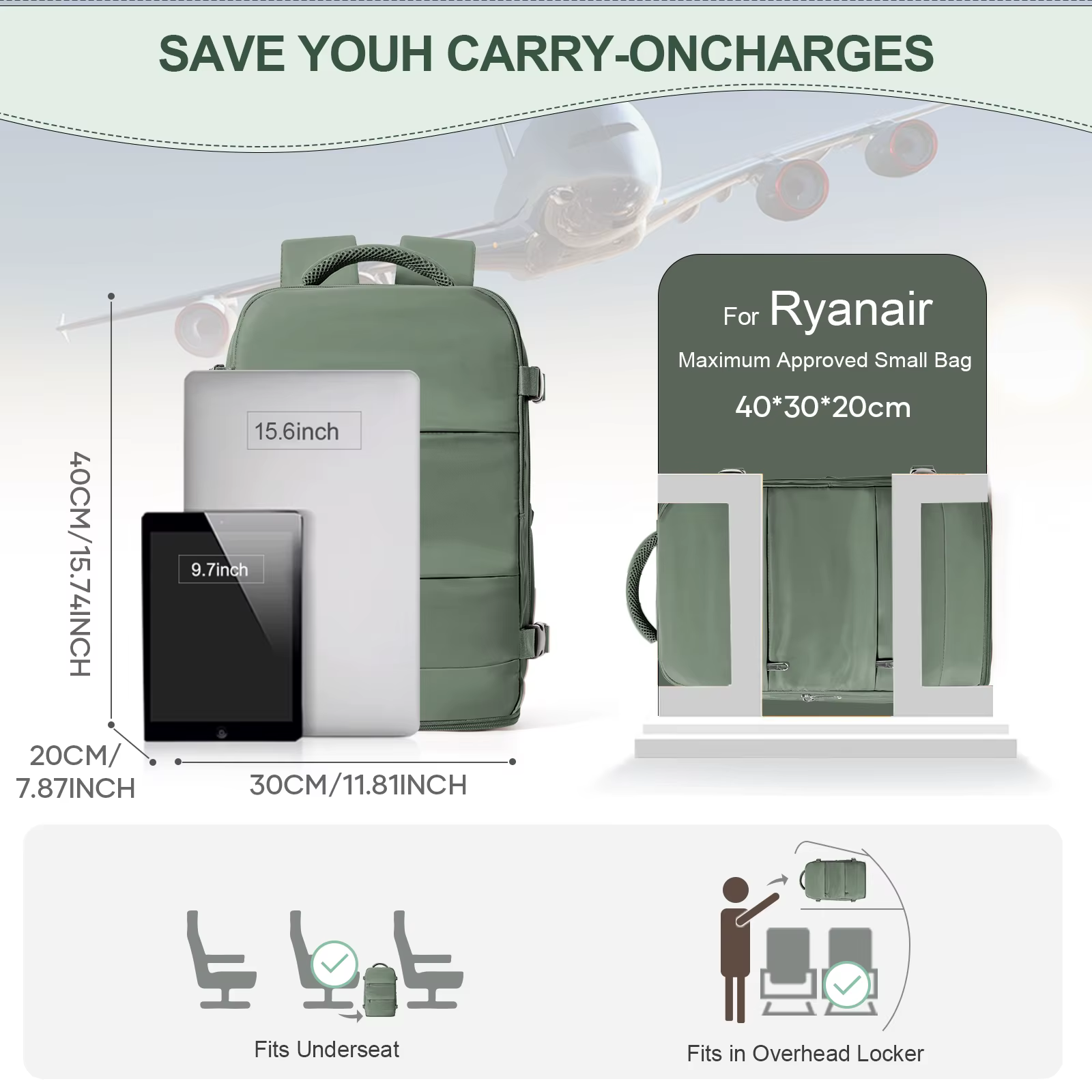 Sac à dos Ryanair 40x30x20, sac de cabine, sac à dos de voyage pour hommes et femmes, bagage à main, sac à dos pour ordinateur portable, mochila para viaje cabina